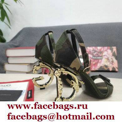 Dolce  &  Gabbana Heel 10.5cm Baroque DG Sandals in Camouflage Patchwork 2022